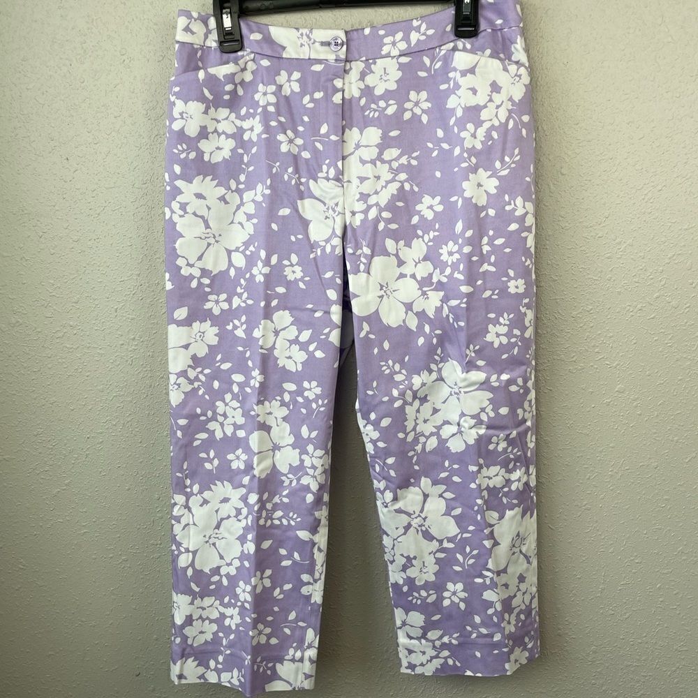 Jones New York Signature Floral Cropped Pants Size 8 EUC